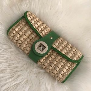 Kate Spade raffia green clutch